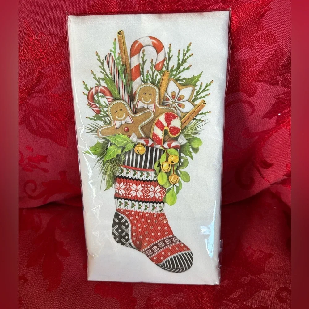 🌵 3/$15 Festive Christmas Stocking Flour Sack Towel ( see description)